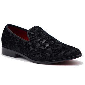 Men's Vintage Velvet Flower Designer Dress Loafers Slip On Shoes sp 35 bk Tuxedo